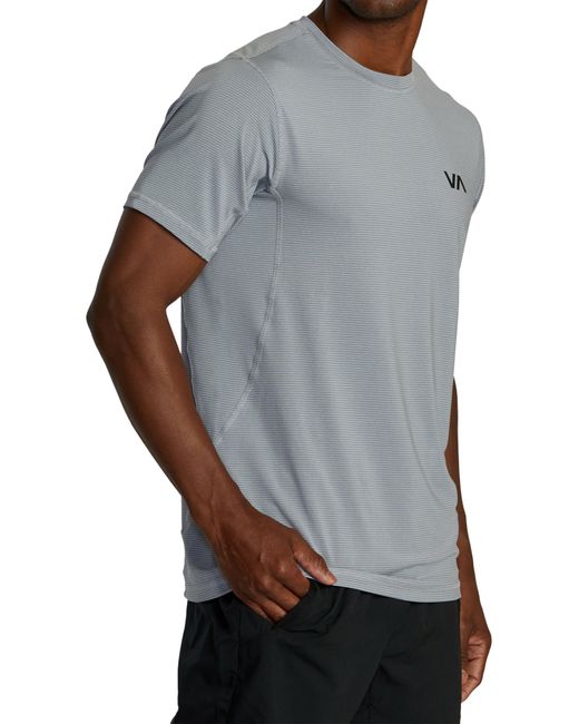 RVCA Gray Sport Vent Stripe Performance Graphic T-shirt for men