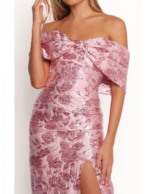 one arm off shoulder dress R&M Richards 3758 Long Formal Beaded Mother of the Bride Dress