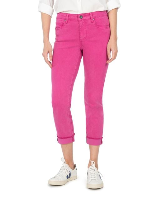 Kut From The Kloth Pink Amy Fray Hem Crop Skinny Jeans