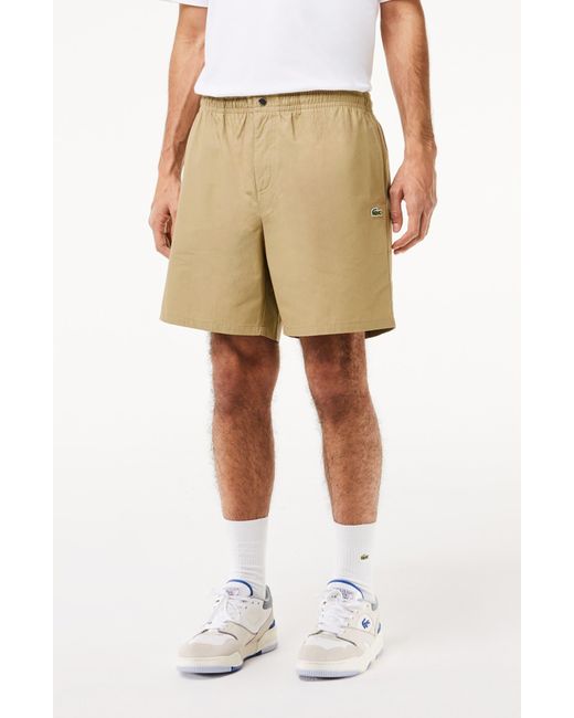 Lacoste Natural Relaxed Cotton Twill Shorts for men