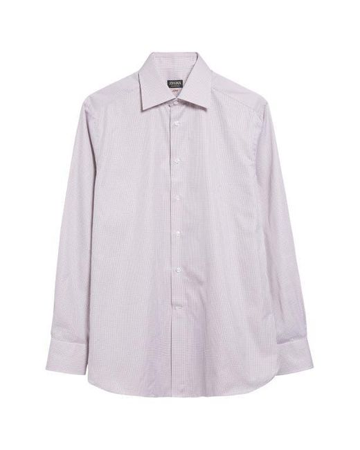 Zegna Gray Centoventimila Minicheck Button-Up Shirt for men