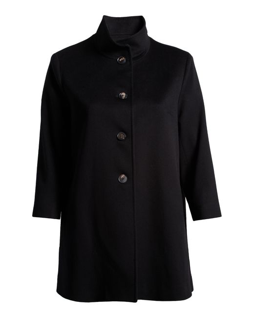 Fleurette Black Dawn Stand Collar Wool Coat