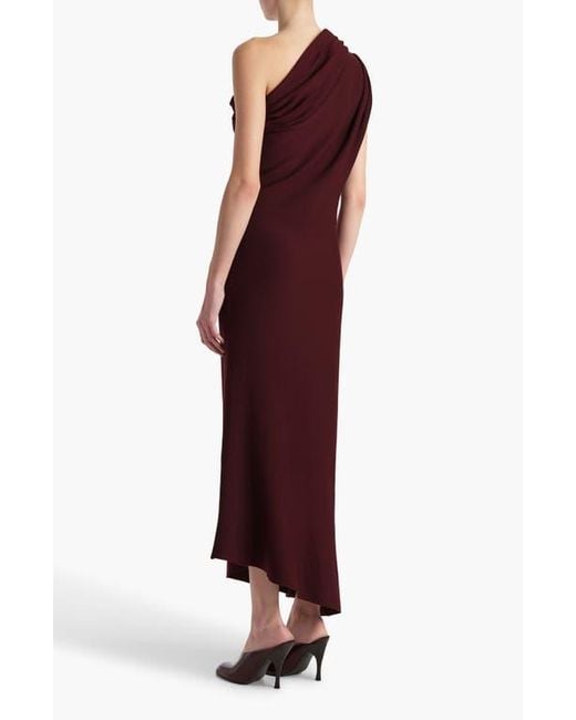 Khaite Red Coast One Shoulder Wool Blend Dress