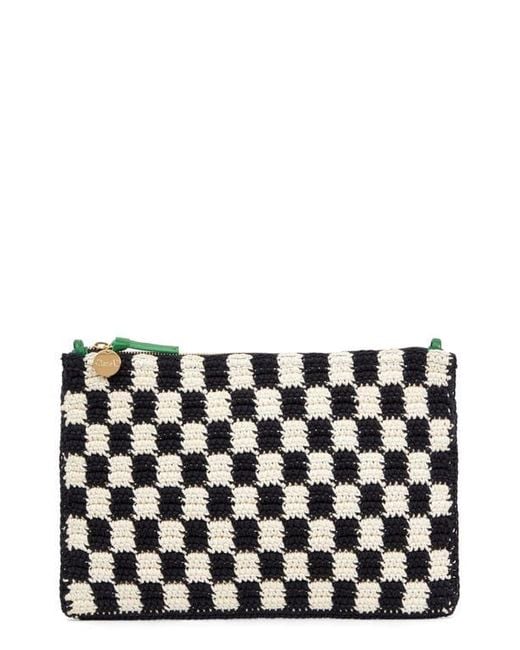 Clare V. Black Checkerboard Knit Flat Clutch