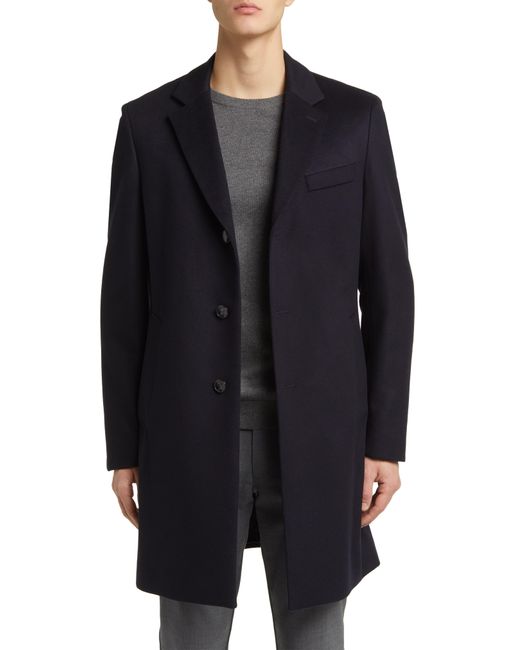 Boss Blue Hyde Longline Wool Blend Coat for men