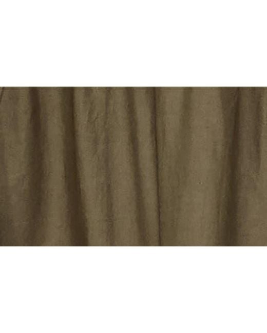 MELLODAY Green Puff Sleeve Linen Blend Maxi Shirtdress