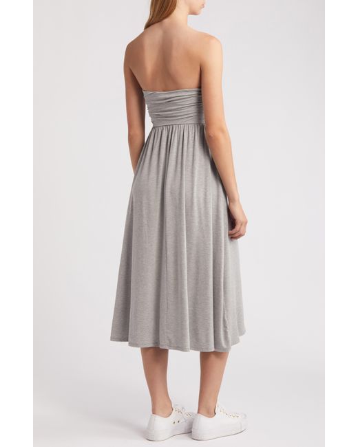 All In Favor White Strapless Jersey Midi Dress In At Nordstrom, Size Small