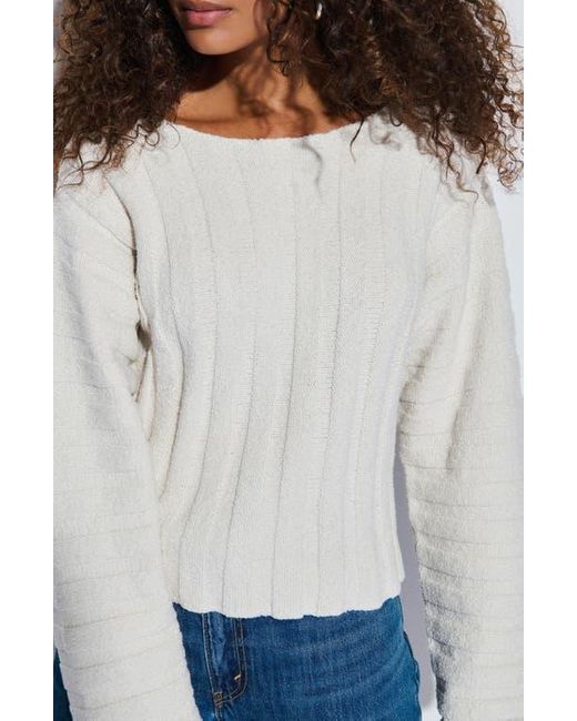 Nation Ltd Gray Ronan Rib Cotton Blend Velour Sweater