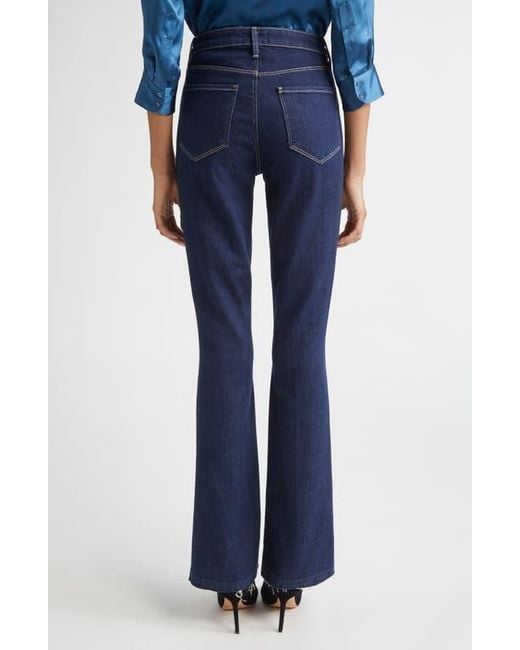 L'Agence Blue Ruth Raw Hem Straight Leg Jeans