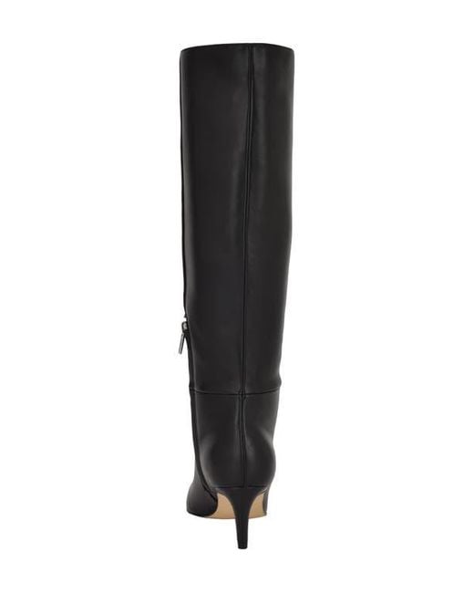 Calvin Klein Black Leather Pointy Toe Knee-High Boots