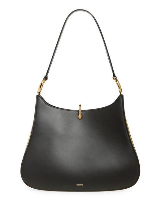 Rabanne Black Ring Leather Hobo Shoulder Bag