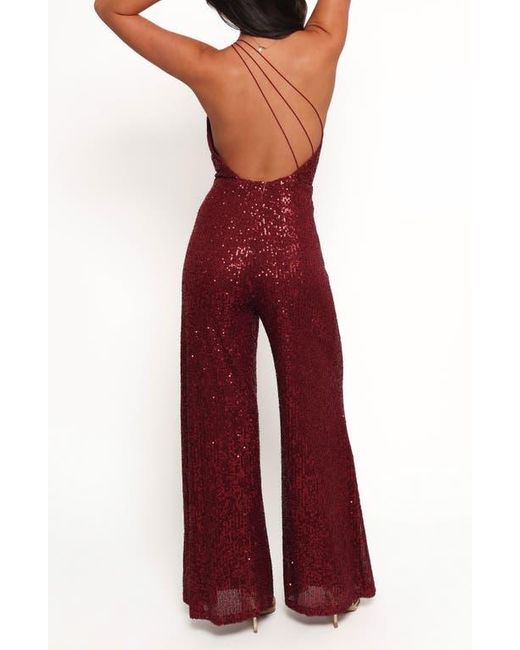 Petal & Pup Red Khinna Sequin One-Shoulder Jumspuit