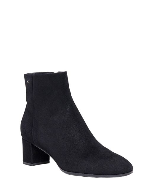 Santoni Blue Suede Mid-Heel Ankle Boot