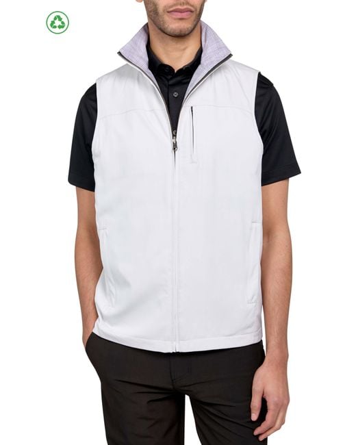 Con.struct White Regular Fit Wavy Print Recycled Performance Reversible Vest for men