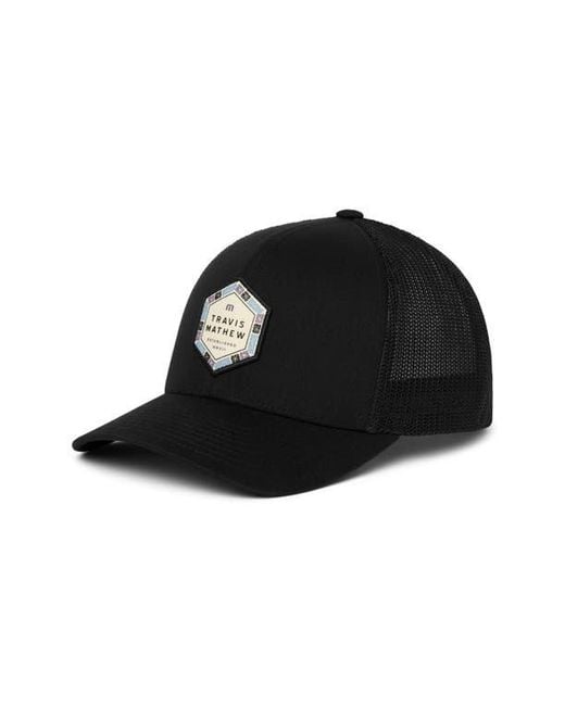 Travis Mathew Black Cabana Patch Snapback Baseball Cap for men