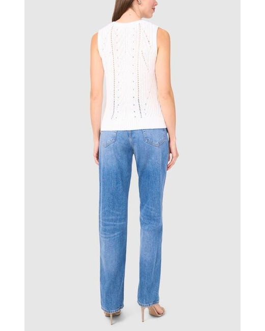 Halogen® Blue Open Stitch Sleeveless Sweater