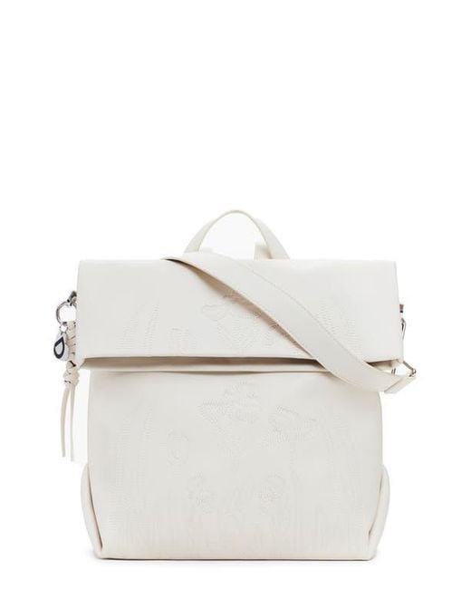 Desigual White Medium Faux Leather Backpack