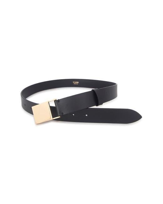 Vince Black Plaque Leather Belt