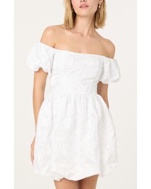 Astr White Floral Jacquard Off The Shoulder Minidress