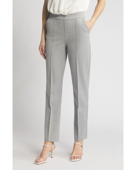 Hue Stripe Pull-on Ponte Knit leggings in Gray