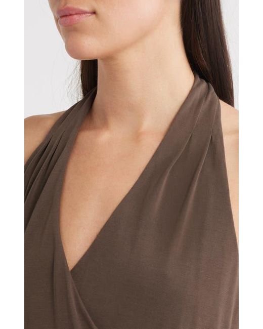 Mango Brown Toucan Wrap Halter Top