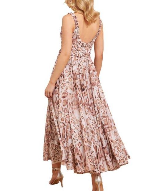 Needle & Thread Multicolor Leopard Chiffon Smocked Cami Ankle Gown