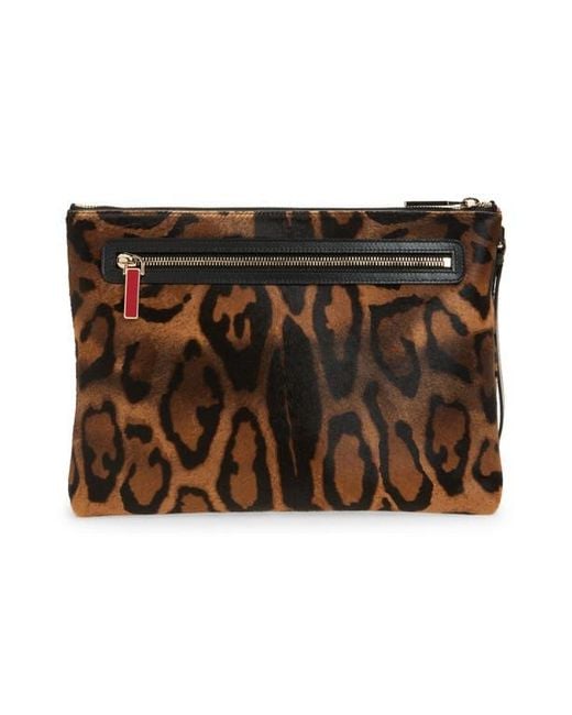 Christian Louboutin Gray Funky Studded Genuine Calf Hair Clutch