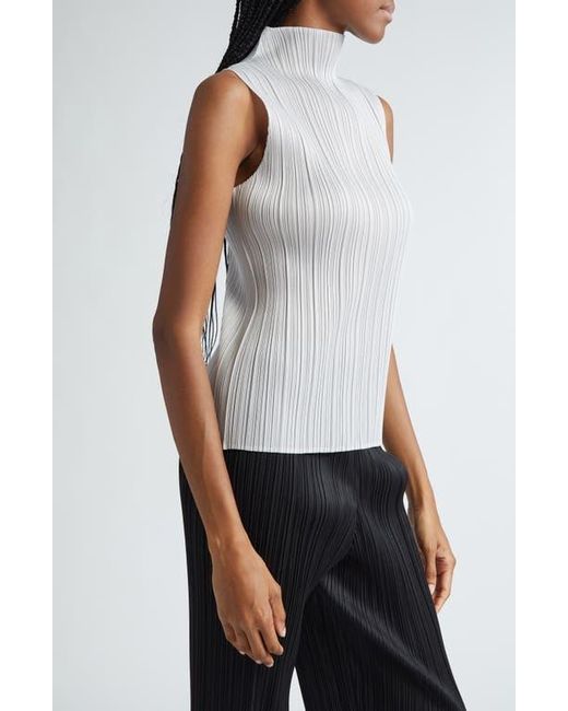 Pleats Please Issey Miyake Pleated Funnel Neck Top in Blue | Lyst