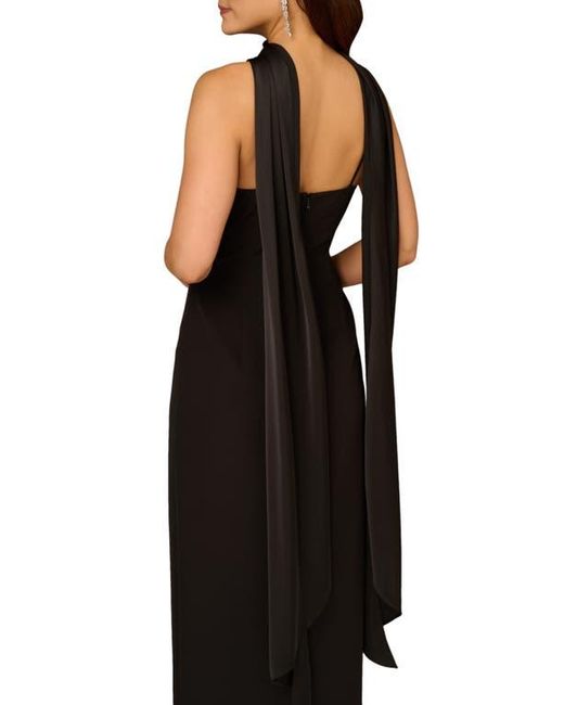 Aidan Mattox Black Bonded Crepe Gown