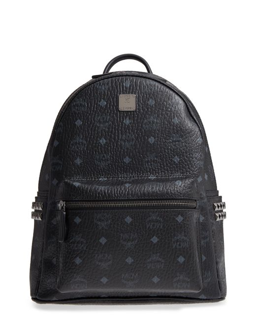 MCM Black Visetos Side Stud Medium Backpack for men