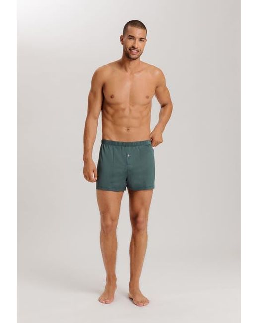 Hanro Green Cotton Sporty Button Fly Cotton Boxer for men