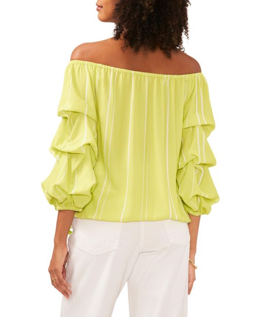 Vince Camuto Yellow Off The Shoulder Stripe Blouse