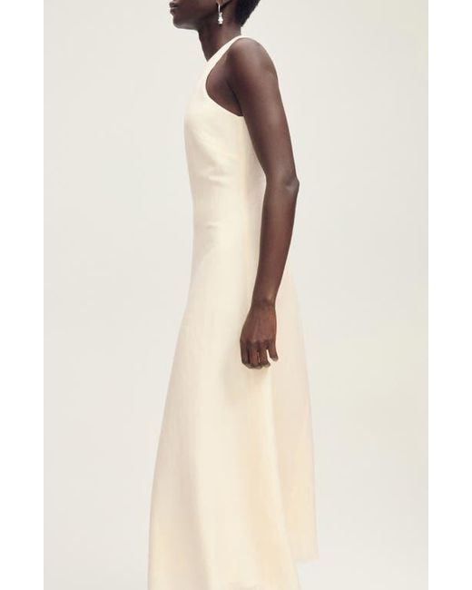 Mango Natural Frayed Hem Linen A-Line Dress