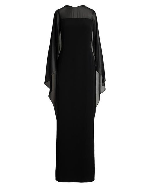 Ralph Lauren Black Semisheer Capelet Georgette Gown