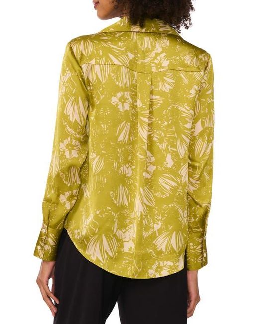 Vince Camuto Yellow Charmeuse Button-Up Top