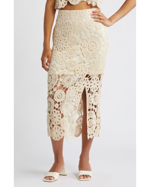 Vero Moda Natural Lili High Waist Crochet Skirt
