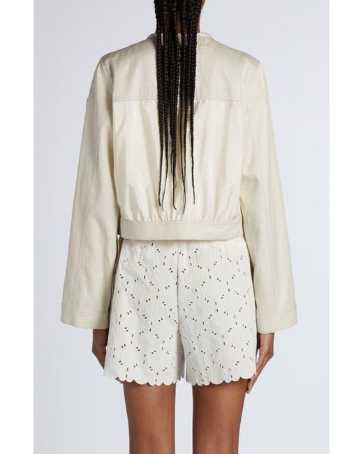 Moncler Natural Chatel Button Sleeve Crop Jacket