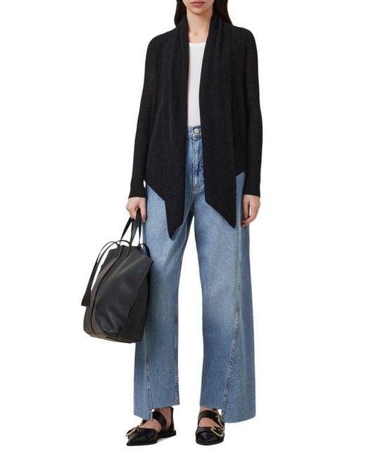 AllSaints Black Harper High Low Open Front Cardigan