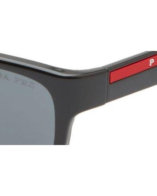 Prada Multicolor Linea Rossa Impavid 57mm Polarized Wraparound Sunglasses for men