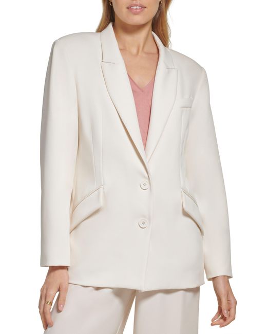 DKNY Single Breasted Blazer in White | Lyst