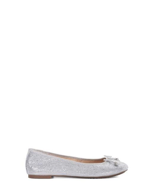 Dune White Hallis Embellished Ballet Flat