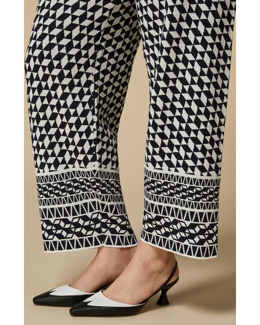 Marina Rinaldi Blue Geo Jacquard Knit Pants