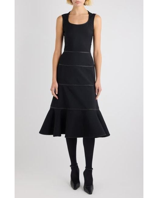 Alaa Charnire Stretch Virgin Wool & Leather Dress in Black | Lyst