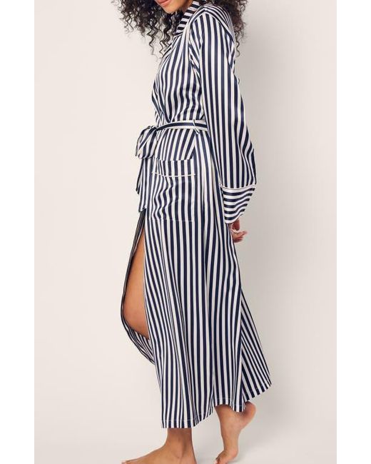 Petite Plume Blue Bengal Stripe Silk Robe