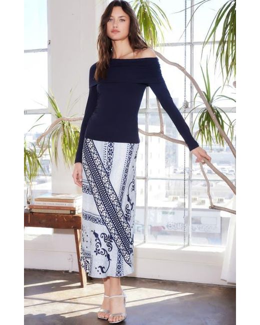 Fifteen Twenty Blue Mia Mix Midi Skirt