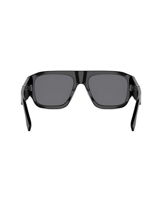 Fendi Black Diagonal 54Mm Rectangular Sunglasses for men
