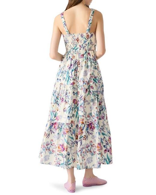 Steve Madden White Eliora Floral Tiered Cotton Sundress