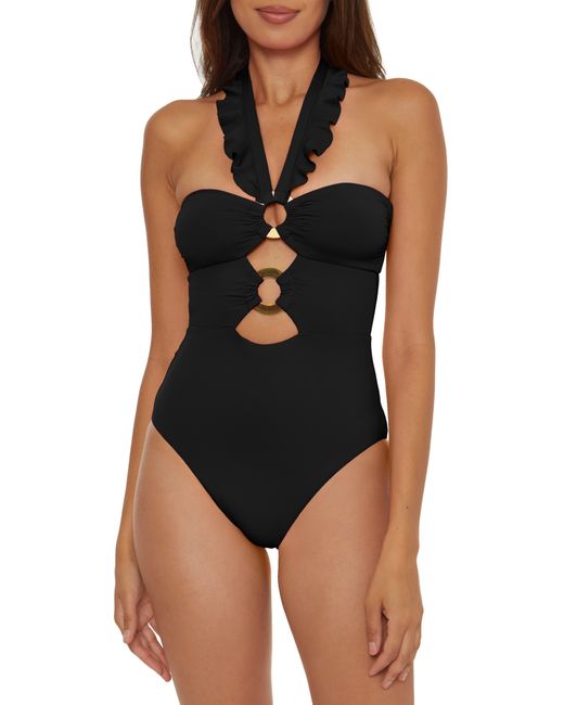 Soluna Black Ruffle Strappy One-piece Swimsuit