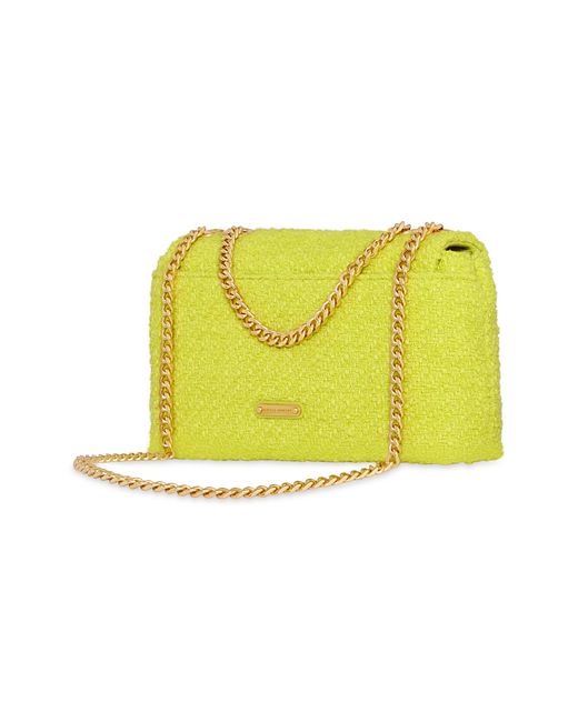 Rebecca Minkoff Yellow Medium Edie Tweed Convertible Crossbody Bag