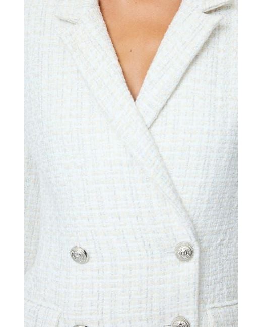 French Connection White Scattered Tinsel Long Sleeve Double Breasted Minidress